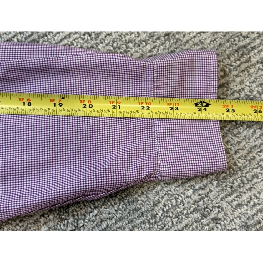Polo Ralph Lauren Shirt Men 16.5 32/33 (Large) Purple‎ Gingham Check Stretch - Picture 8 of 8
